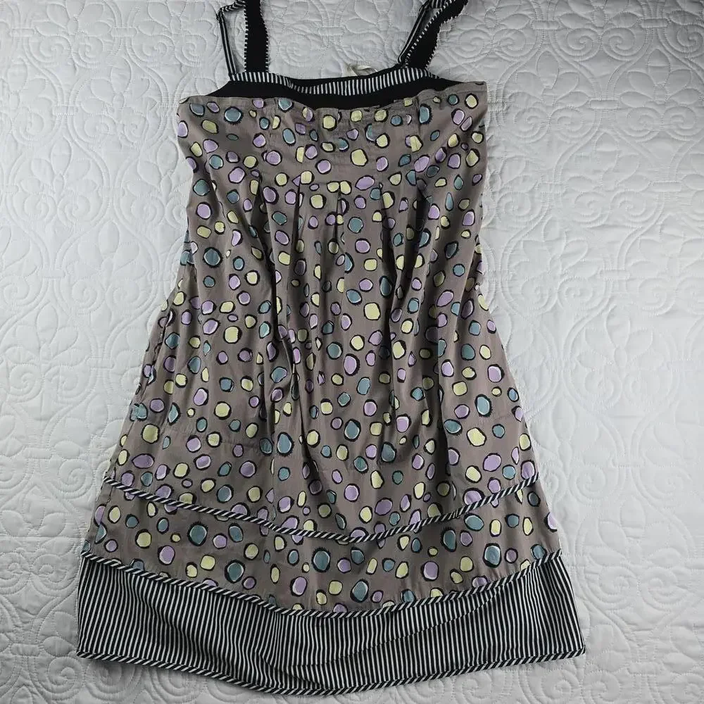 Y2K BCBGMAXAZRIA Polka Dot Dress Multicolor Bubble Print Strappy Size 6 - Picture 2 of 9